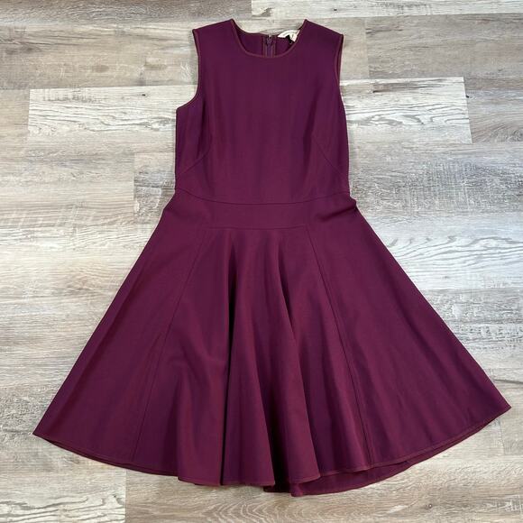 Rebecca Taylor Fit & Flare Dress Plum Purple Sleeveless Viscose Silk Blend 6 - Picture 1 of 5